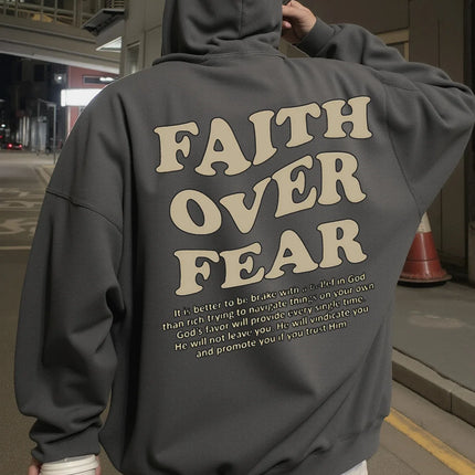 2025 New Hoodie for Men Women Street Wear Faith Over Fear Design Graphic Hoodies Wearing in Spring Autumn and Winter Sweatshirt