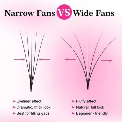 AGUUD Pointy Base Narrow Fan Premade Volume Fans Eyelash Extensions 4D 5D 6D 7D 8D Cashmere Slim Thin Stem XL Tray False Eyelash