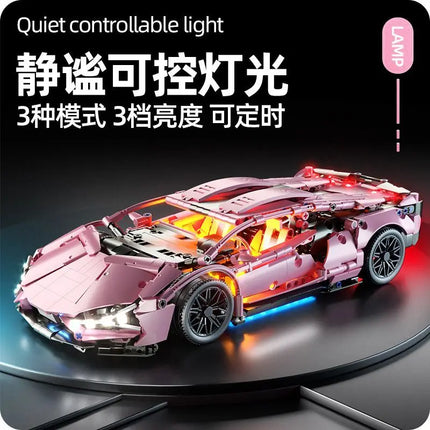 1299 PCS Tech 1:14 Pink Racing Sports car building blocks Assemble brick car toys for girls birthday presents Christmas presents