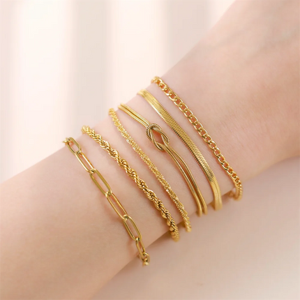 Skyrim Stainless Steel Gold Color Bracelet Twist Figaro Cuban Chain Bracelets Women Trendy Minimalist Jewelry Gifts Wholesale
