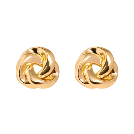 Geometry Twists UV Golden Stud Earrings for Women Simple Versatile Personality Exaggerated Smooth Creative Jewelry Girl Gift