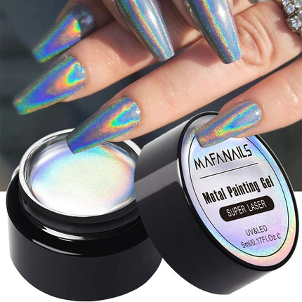 MingLee Silver Metal Gel Metallic Nail Polish Chrome 3D Metal Painted Gel Polish 5ml Liquid Mirror Effect Glossy Shine Manicure