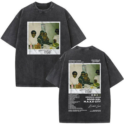Washed Vintage Rapper Kendrick Lamar Album Merch T-shirts Men's Clothing Hip Hop Retro Oversized T-shirt Fashion Trend Tee Shirt