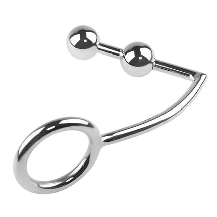 Metal Anal Hook Male Chastity Cock Ring with Anal Plug Balls Butt Plug Adultos Sex Toys for Men Strap on Prostate Massager Tool