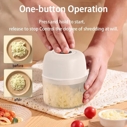 Electric garlic grinder, rechargeable 260ML onion chopper, portable meat grinder, household kitchen vegetable mixer