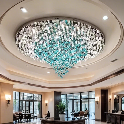 Luxury Hotel Lobby Chandelier Customized Long Led Pendant Light Villa Hall Hanging Lamp Modern Glass Hanging Lights Lustre