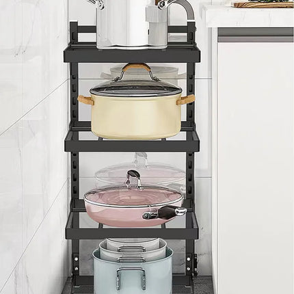 Kitchen Sink Storage Rack Multi-Layer Cooker Storage Rack For Home Stovetop Cabinets Adjustable Pot Rack