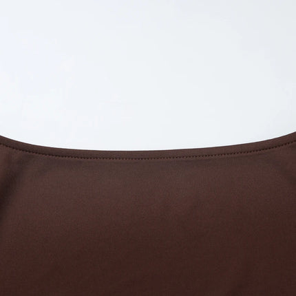 Dulzura Autumn Fashion Sexy Square Collar Long Sleeve Slim T-Shirt Women's Solid Casual Top Party Club Street Clothes Wholesale