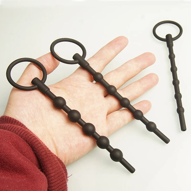 Hollow Silicone Urethra Catheter Dilator,Beaded Penis Plug Urethral Stimulator Catheter Sounding,Sex Toys for Men