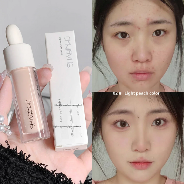 SHAQINUO Concealer Pen Cream Silk Soft - Flawless Coverage Acne Scars Dark Spots Circles Brightening Long-Lasting Makeup CO:02
