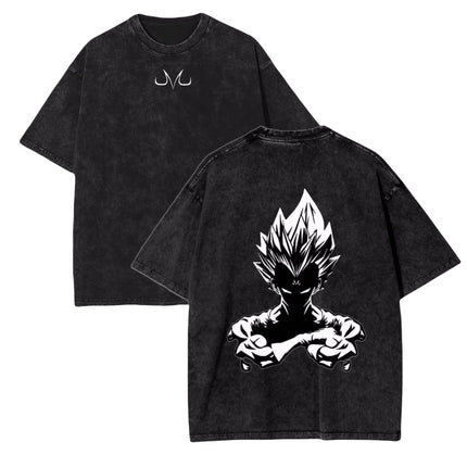 Anime Dragon Ball Z Vegeta Vintage Wash T-Shirt Short Sleeve Loose Sports Fitness T-Shirt Men's Harajuku Clothing Dragon Ball
