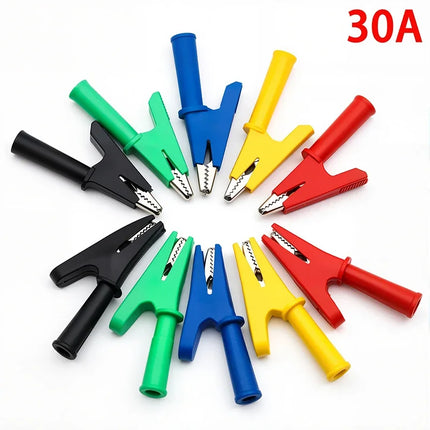Alligator Crocodile Clip PVC  Insulated Handle Battery Test Clamp  Probe Connector Banana Plug  30A Electric Battery Welding