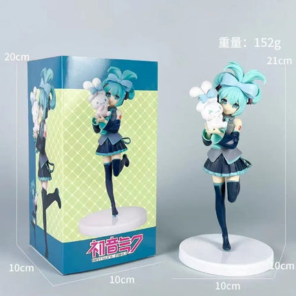 In stock Hatsune Miku Desktop Cute Action Figure 11cm Neko T-Shirt Ver. Anime Figurine Kawaii  Model Toy Gift