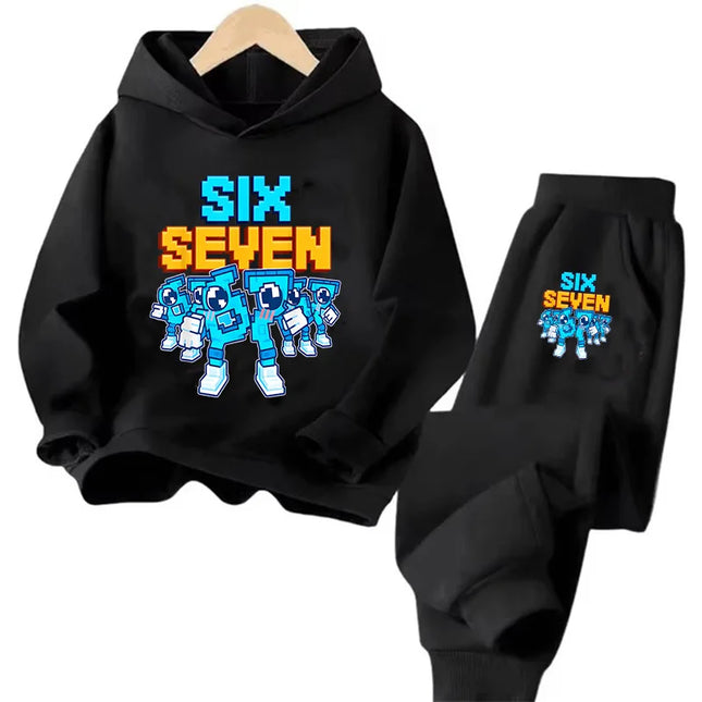 Six Seven Print 3-12Y Kids Hoodies Sets Italian Brainrot BrainRot Tracksuit Children's 67 Korean Sweatshirt Girls Boys Clothes