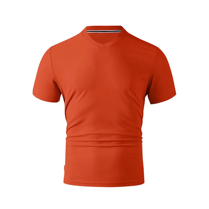 2025 New Men's Casual Fashion Simple V-neck Short-Sleeved T-shirt Summer Comfortable Breathable Versatile Top