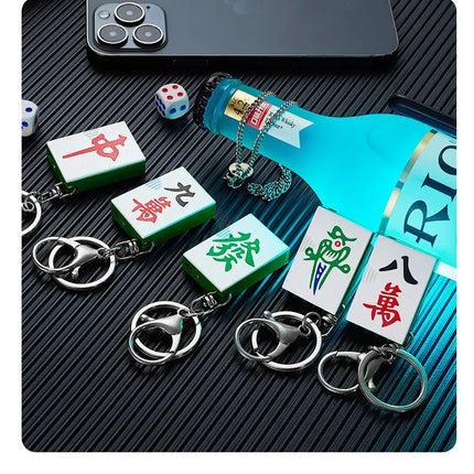 Metal Poker Keychain Pendant Inflatable Lighter Mini Compact Side Slip Butane Open Fire Outdoor Portable Lighter Men's Gift