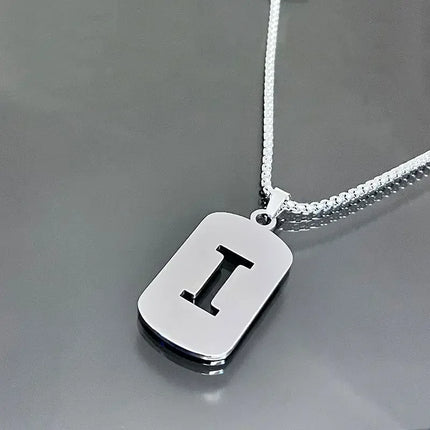 Fashion Punk A-Z Initial Tag Letter Stainless Steel Pendant Necklaces for Men Women Wholesale Jewelry Lot Collar Jewelry Goth