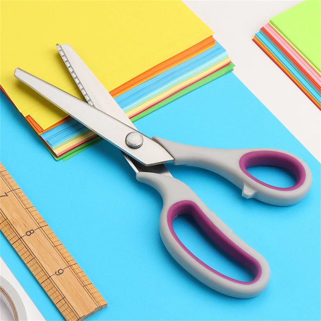 Professional Chisel Pinking Shears Stainless Steel Dressmaking Scissor Serrated Scalloped Sewing Tailor Zigzag Fabric Scissors