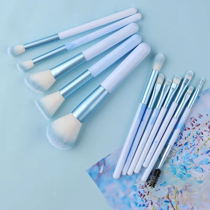 12PCS Blue Makeup Brushes Set Soft Fluffy Detail Concealer Blush Loose Powder Eyeshadow Highlighter Foundation Women Beauty Tool