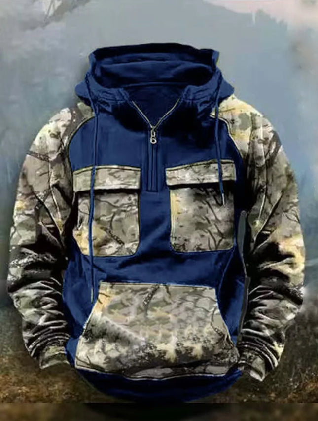 2025 New Men's Camouflage Tactical Workwear Casual Zip-up Pullover Autumn and Winter Outdoor Sports Men's Military Hooded Jacket