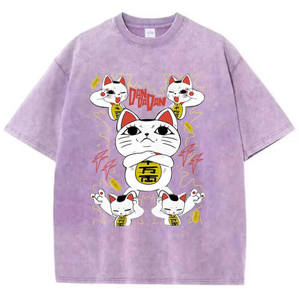 Cotton Washed Dandadan Okarun T-shirt Men Japanese Anime T Shirt Cartoon High Quality Tshirt Aesthetic Fashion Tee Male