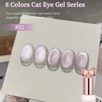 10ml Sweetheart Cat Magnetic Gel Nail Polish Soak Off UV/LED Nail Varnish Sparkling Glass Bead Cat Eye Gel Effect Nail Salon DIY