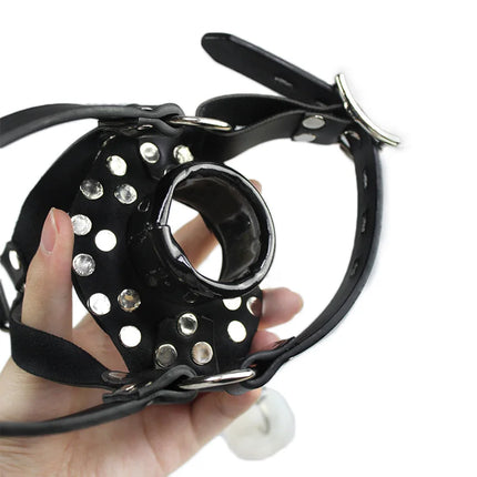Faux Leather Head Harness Straps Open Mouth Gag Plug Cover BDSM Restraint Oral Fixation SM Roleplay Adult Sex Toys Women Couples