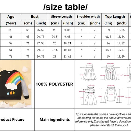 2024 Autumn Winter Boys and Girls Top Children Wear Long Sleeve Rainbow Print Cartoon Children's Wear Hoodies 3 4 5 6 7 Years