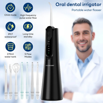 Oral Irrigator Portable Water Flosser Dental Pick 5 Modes 360° Rotated Jet For Cleaning Teeth Thread Floss Mouth Washing Machine