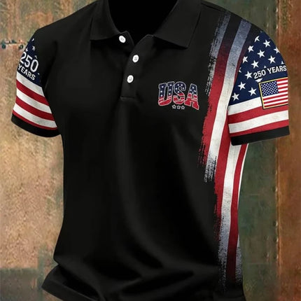 America 250th Anniversary Polo Shirt USA Flag 1776–2026 Patriotic Golf Polo American Independence Day Apparel Fourth Of July Top
