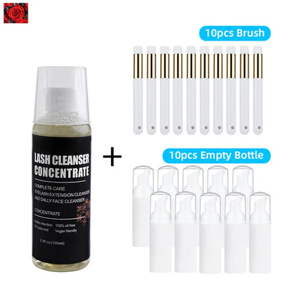 Eyelash Extension Shampoo Concentrate Kit 100ml Lash Bath Foam Cleanser Mousse Friendly For Daily Face lash cleanser concentrate