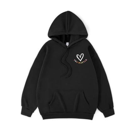 Women Dear Person Behind Me Rainbow Letter Print Hoodie Oversized Soft Fleece Hooded Sweatshirt Men Casual Street Pullover Tops