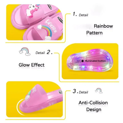 Children's Boys Girls Slippers Cartoon Unicorn Animal Prints Shoes Lighted Fashion Cute Shoes Bathroom Kids Toddler Slippers
