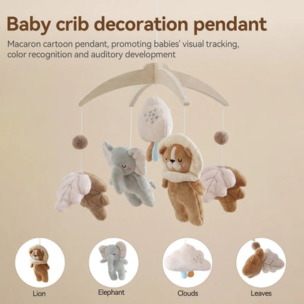 Baby Crib Mobile Rattle Toy For 0-12 Months Cartoon Felt Forest Animal Bed Bell Hanging Wooden Bracket Mobile Newbaby Rattle Toy