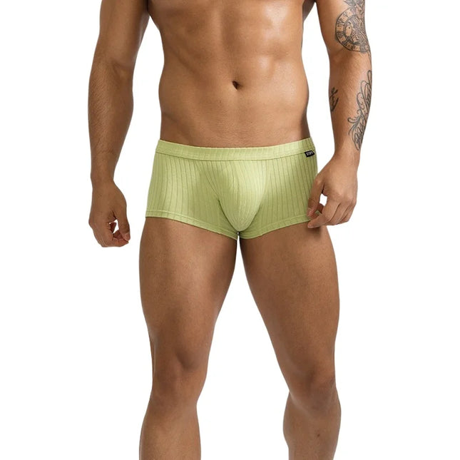 6Pack Mens Underwear Low Rise Boxer Briefs Single Layer U Convex Pouch Underpants Breathable Boxers Pack for Men