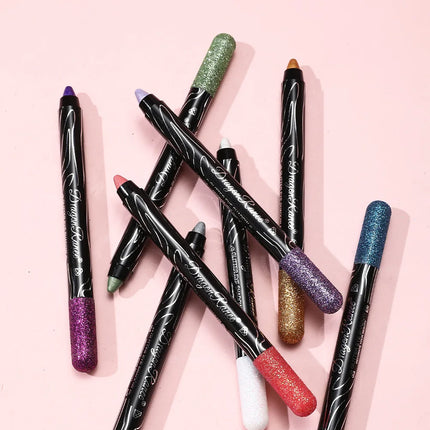 12 Colors Long-lasting Glitter Eyeshadow Pencil Pigment Blue Brown Black Eyeliner Pen Women Fashion Shimmer Eye Shadow Makeup