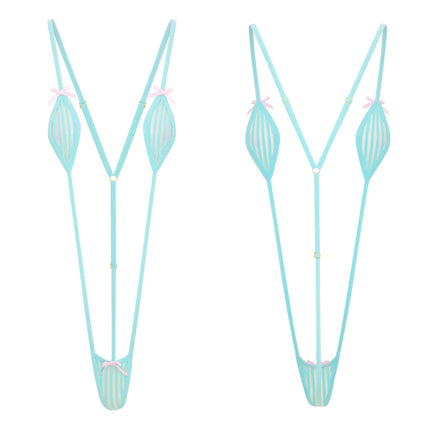 Women's Three Points Bikini Bodysuit See Through Mini Bra with T-back Briefs Suits Lingerie Couple's Tempting Dirty Nightwear