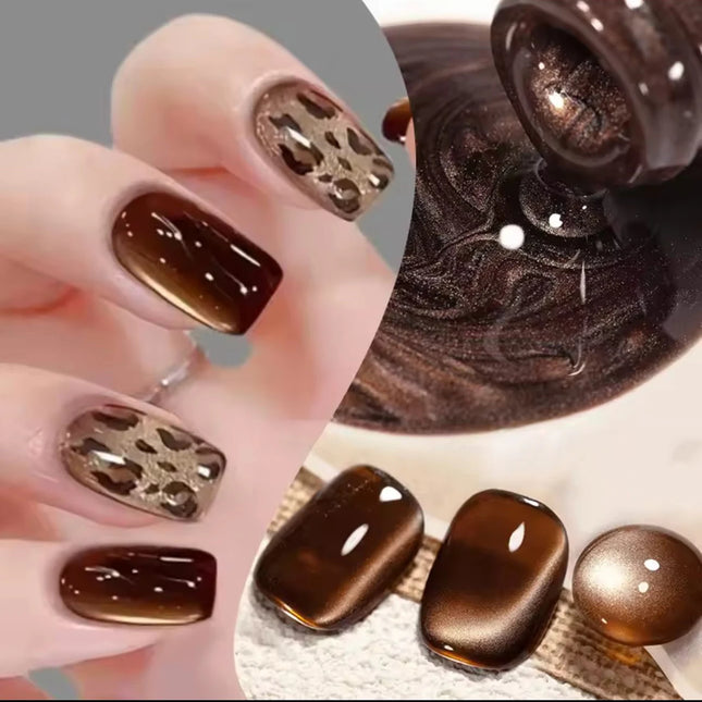 12ml 1-21pcs 2026 New Brown Gold Glass Bead Cat Eye Gel Nail Polish Black Red Magnet Cat Eye Gel Polish Gold Nails Nail Art