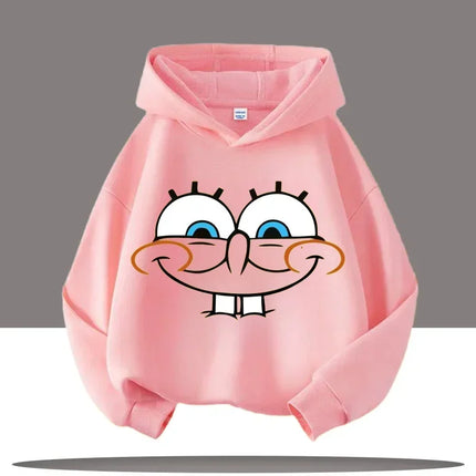 New Cute Cartoon SpongeBob SquarePants Autumn and Winter Fashion Cute Boys and Girls Daily Outing Warm Children's Hoodies