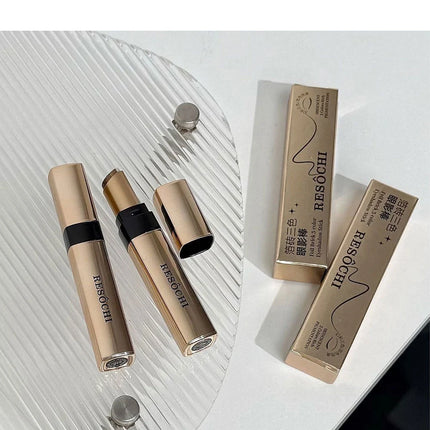 3 in 1 Pearly Highlighter Eyeshadow Stick Makeup Waterproof Long Lasting Glitter Eyeshadow Eyeliner Lazy Quick Makeup Cosmetics