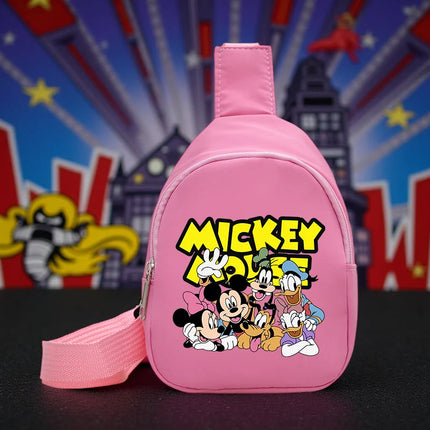 Mickey & Minnie Small Sling Chest Bag, Casual Shoulder Bag, Lightweight Cute Crossbody Bag, Print Coin Purse for Travel & School