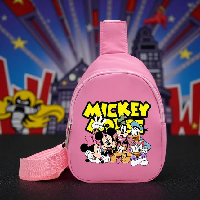 Mickey & Minnie Small Sling Chest Bag, Casual Shoulder Bag, Lightweight Cute Crossbody Bag, Print Coin Purse for Travel & School