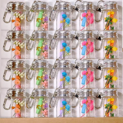 1-10Pcs Glass Wish Keychain Bottle for DIY Decoration Craft Couple Keychain Keyrings Funny Pendant Lanyard Keycord Jewelry Gift