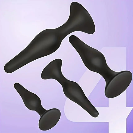 4pcs Silicone Anal Training Set - Soft, Non-Woven Fabric Perfect for Beginners & Advanced Players, Anal Butt Plugs for Men Women