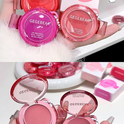 Gege Bear Natural Cream Blush Cheek Color Stick Dual Use Lip And Cheek Gift For Beauty And Health Makeup Fans