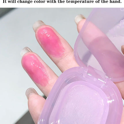 Jelly Fine Flash Blush Moisturizing Lip Cheek Dye Lip Gloss Long-lasting Brightening Natural Temperature Change Shimmer Blusher