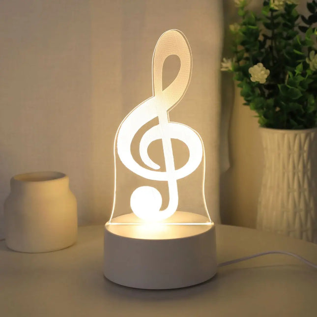 USB 3D music note shaped night lights, musician collection lights, bedroom party and holiday decoration lights, friend gift lights.