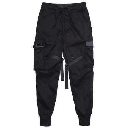 Men's Reflective Cargo Pants Korean Harem Techwear Trousers Trendy Streetwear Functional Multiple Pockets Stylish Casual Fit