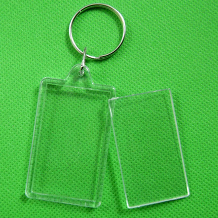 Photo Frame Keychian Acrylic Rectangle Insert Picture Frame Keyring Key Holder DIY Split Ring Gift for Women Ladies Girls