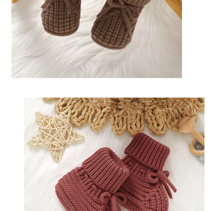 Baby Booties Knitted 0-12m Soft Soled Anti-Slip Newborn Boys Girls First Walkers Shoes Infant Toddler Unisex Sock Boot Kids Crib